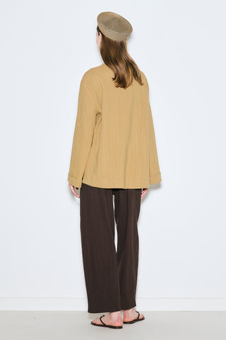 Rustic Blouse With Side Slits Saffron