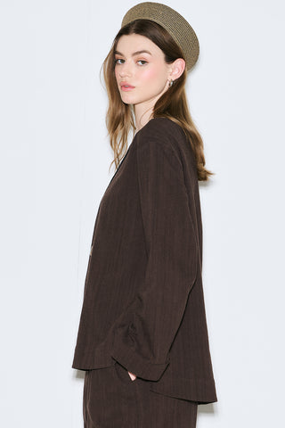 Rustic Blouse With Side Slits Dark Brown