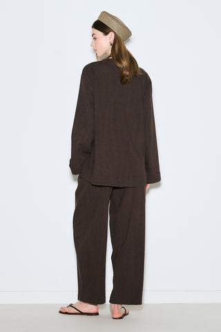 Rustic Blouse With Side Slits Dark Brown