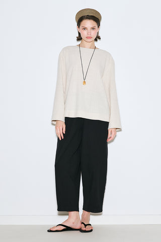 Rustic Blouse With Side Slits Natural