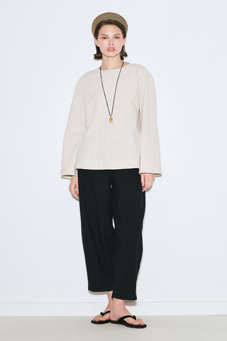 Rustic Blouse With Side Slits Natural