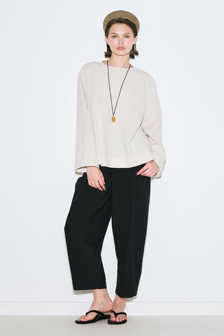 Rustic Blouse With Side Slits Natural