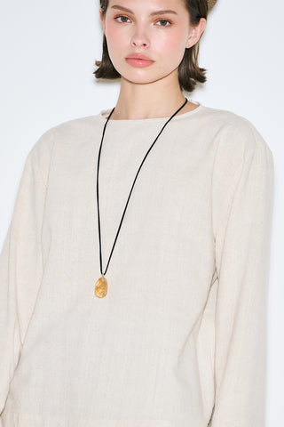 Rustic Blouse With Side Slits Natural