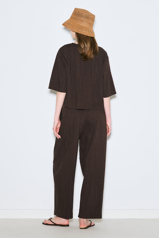 Rustic Buttoned Blouse Dark Brown