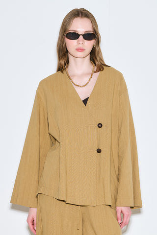Rustic Buttoned Kimono Saffron