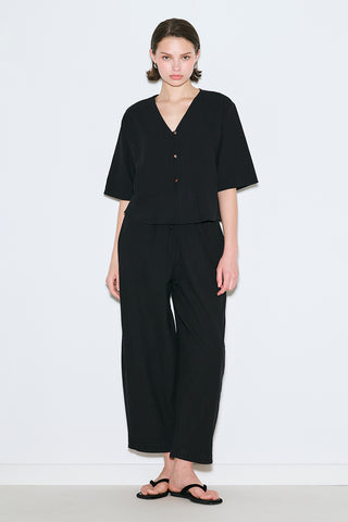 Rustic Buttoned Blouse Black