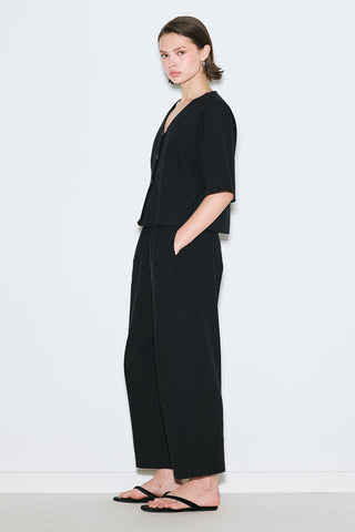 Rustic Buttoned Blouse Black