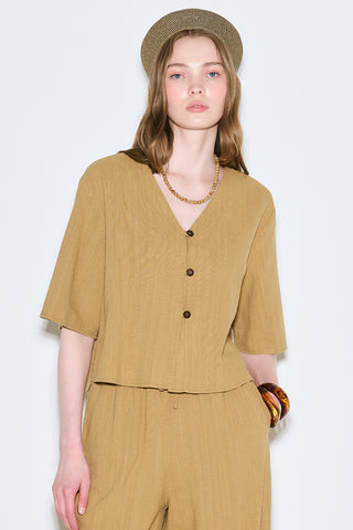 Rustic Buttoned Blouse Saffron
