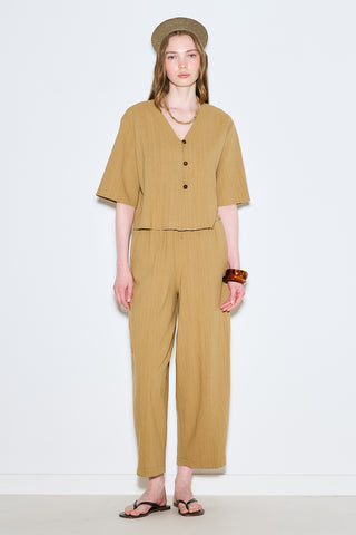 Rustic Buttoned Blouse Saffron