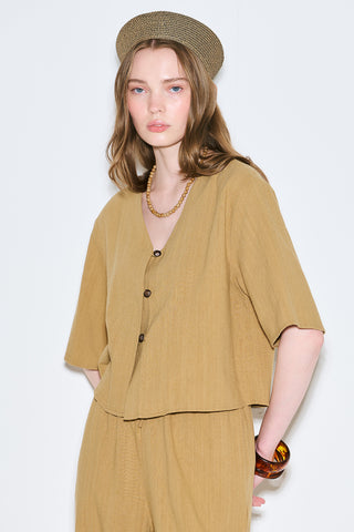 Rustic Buttoned Blouse Saffron
