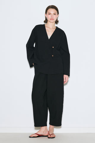 Rustic Buttoned Kimono Black