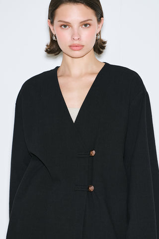 Rustic Buttoned Kimono Black
