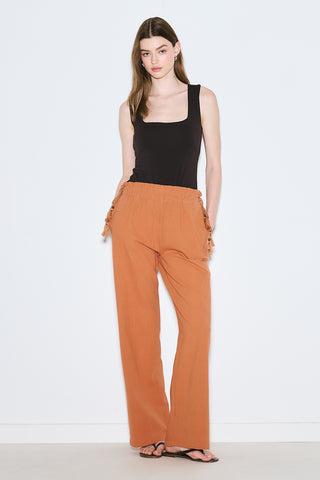Textured Tie Trousers Cinnamon