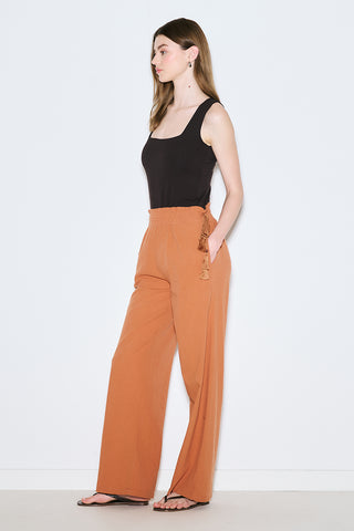 Textured Tie Trousers Cinnamon