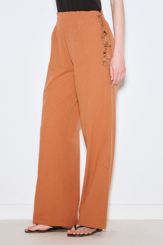 Textured Tie Trousers Cinnamon