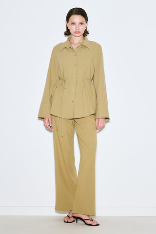 Textured Tie Trousers Khaki