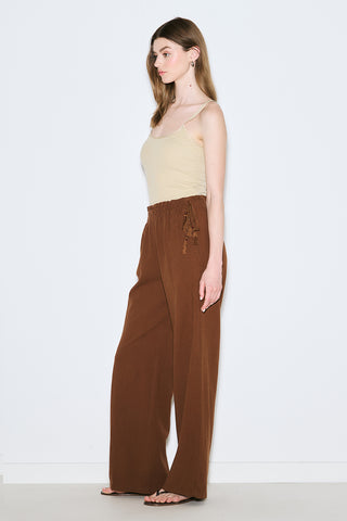 Textured Tie Trousers Brown