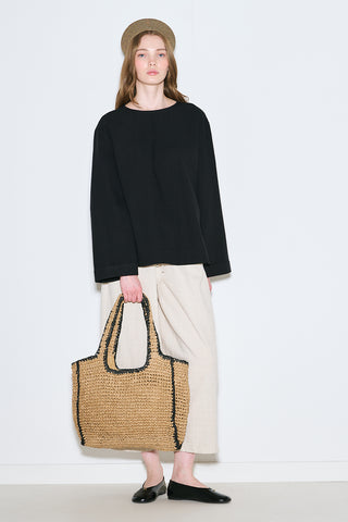 Rustic Blouse With Side Slits Black