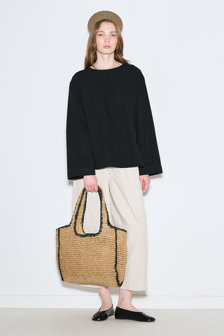 Rustic Blouse With Side Slits Black