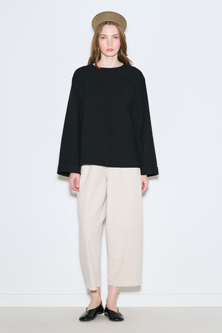 Rustic Blouse With Side Slits Black
