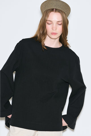 Rustic Blouse With Side Slits Black