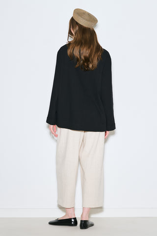 Rustic Blouse With Side Slits Black