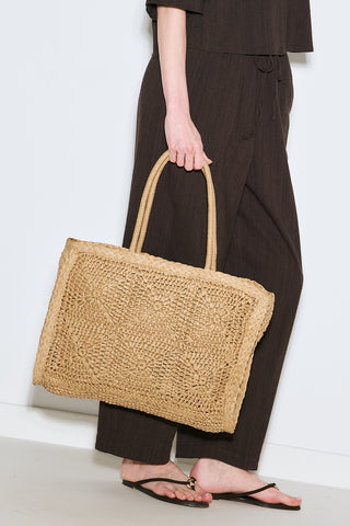 Patterned Woven Large Bag Natural