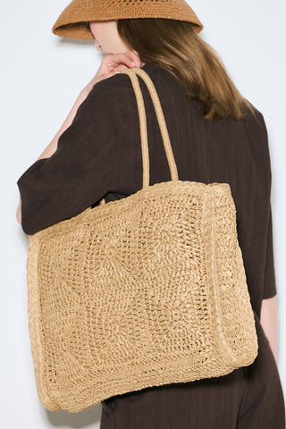 Patterned Woven Large Bag Natural