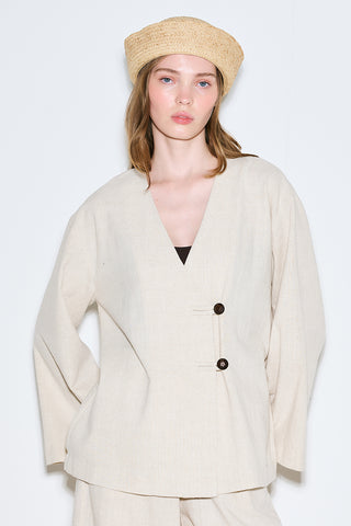 Rustic Buttoned Kimono Natural