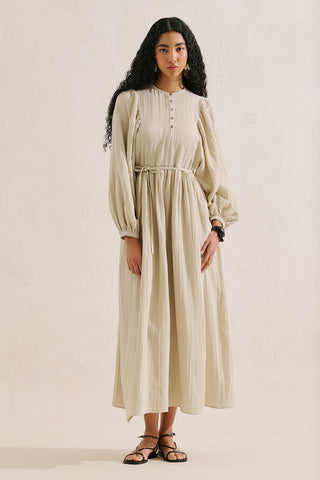 Muslin Voluminous Maxi Dress Sand