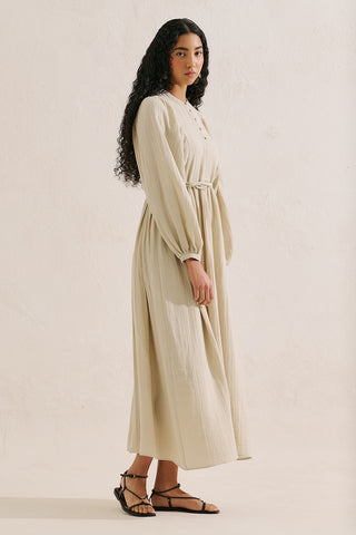 Muslin Voluminous Maxi Dress Sand