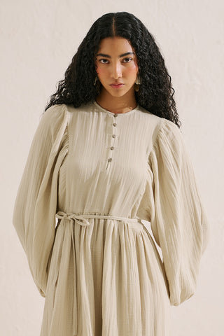 Muslin Voluminous Maxi Dress Sand