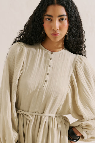 Muslin Voluminous Maxi Dress Sand
