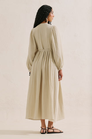 Muslin Voluminous Maxi Dress Sand