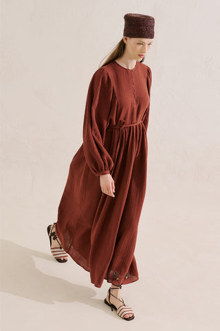 Muslin Voluminous Maxi Dress Tile