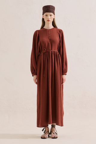 Muslin Voluminous Maxi Dress Tile