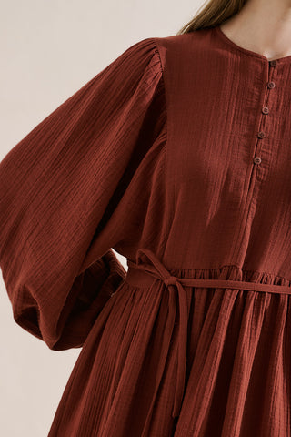 Muslin Voluminous Maxi Dress Tile