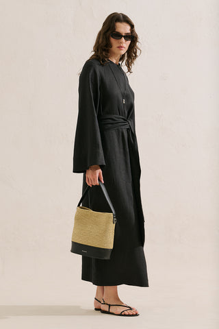 Faye Straw Bag Black