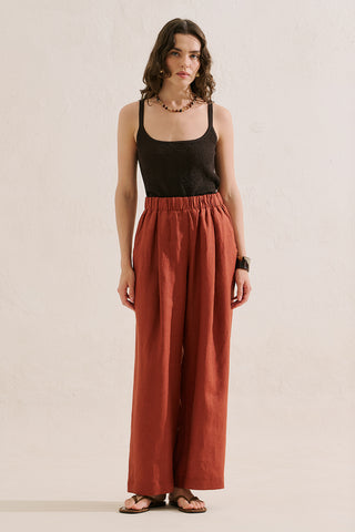 Wide-Leg Linen Trousers Tile