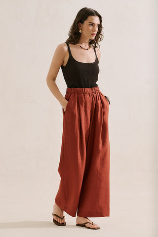 Wide-Leg Linen Trousers Tile
