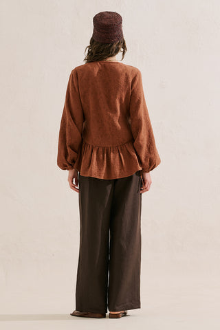Jacquard Muslin Wrap Blouse Tile