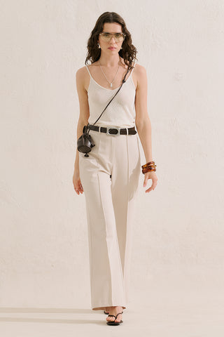 Classic Wide Leg Trousers Beige