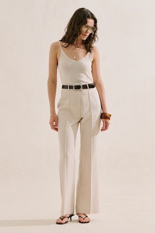 Classic Wide Leg Trousers Beige