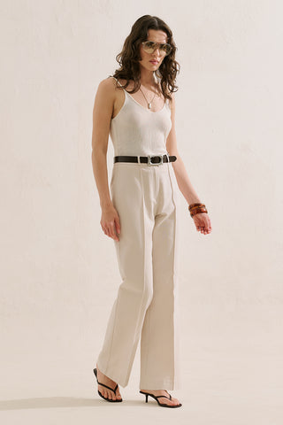 Classic Wide Leg Trousers Beige