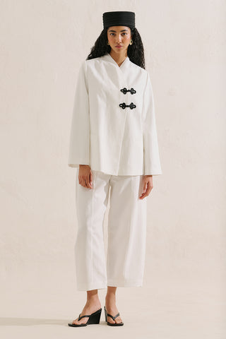 Knot Detail Wrap Blazer Ecru