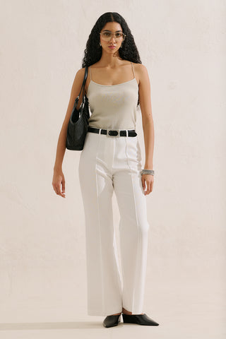 Classic Wide Leg Trousers Ecru