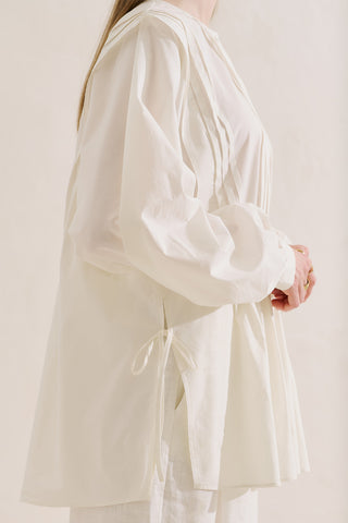 Flowing Tunic With Ruffle Detail Ecru