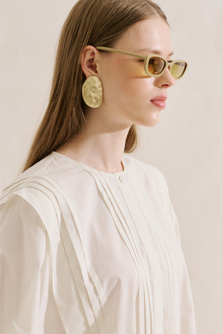 Flowing Tunic With Ruffle Detail Ecru