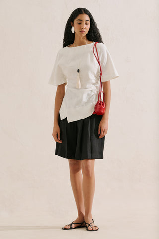 Linen Asymmetric Blouse Ecru