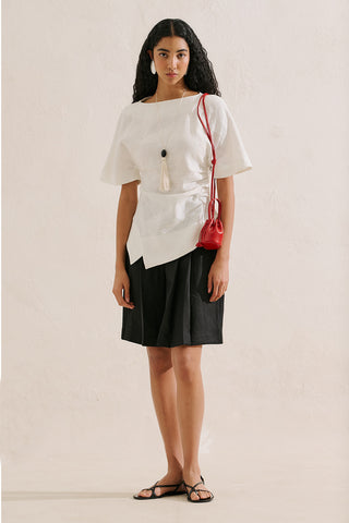 Linen Asymmetric Blouse Ecru
